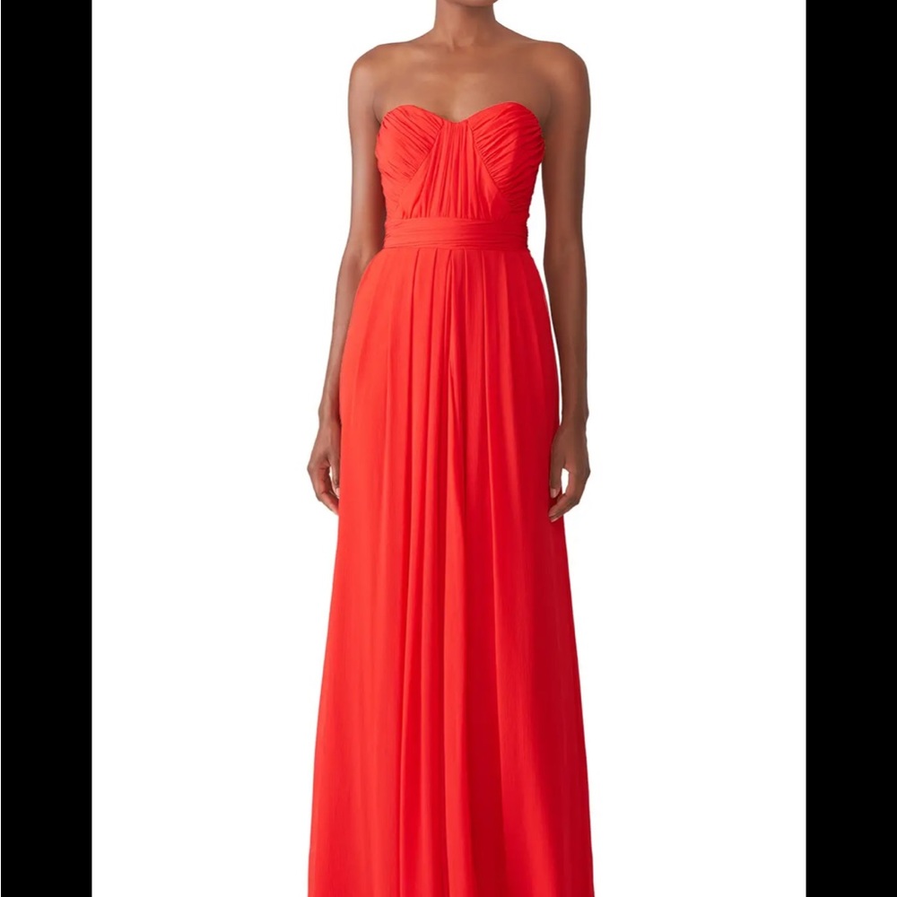 Badgley Mishka collection sz 2 red crepe strapless sweetheart gown